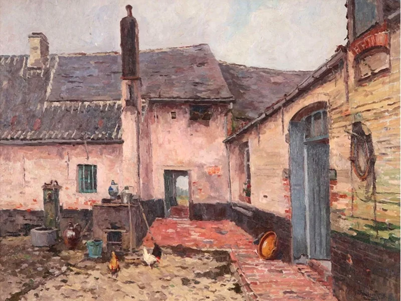 1876-Victor Wagemaekers - Vista posteriore della porta d'ingresso della casa colonica Heideken
